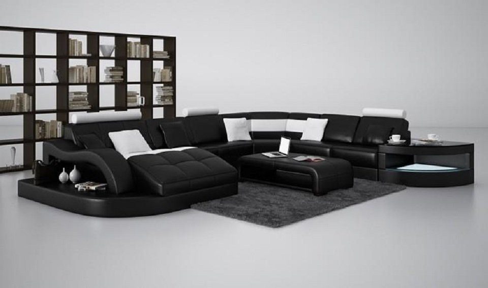 Europe Couch Designer in Wohnlandschaft U-Form Polster Garnitur, Made Schwarz/Weiß Ecksofa JVmoebel Ecksofa