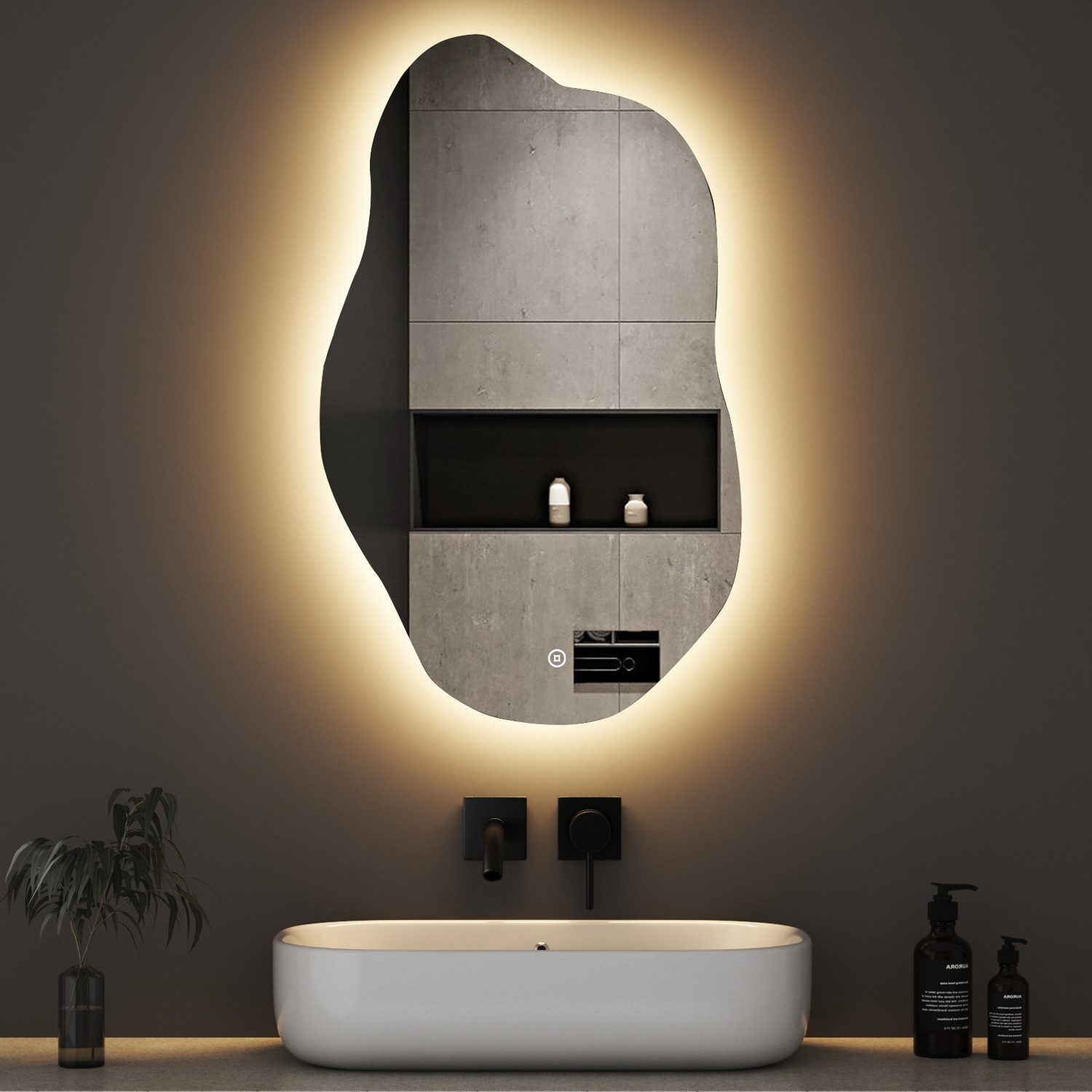 WDWRITTI Wandspiegel mit beleuchtung Badspiegel LED Touch Modern Dreifarbig günstig online kaufen