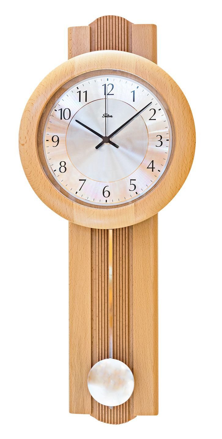 Selva Technik Wanduhr SELVA Funk-Pendelwanduhr Buche günstig online kaufen