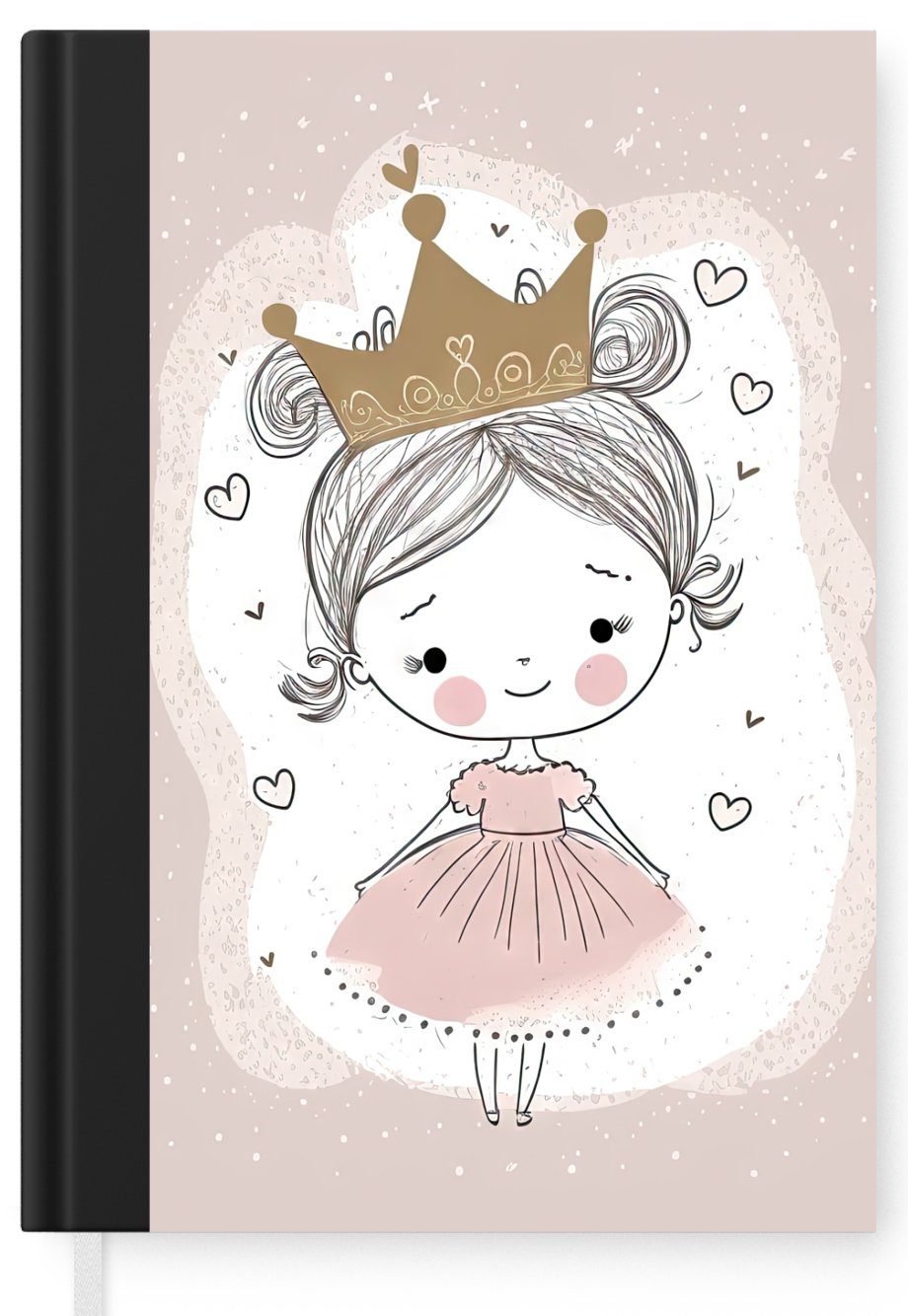 MuchoWow Notizbuch Prinzessin - - Journal, Merkzettel, A5, 98 Haushaltsbuch Notizheft, Mädchen, Tagebuch, Seiten, Kinder - Kleid