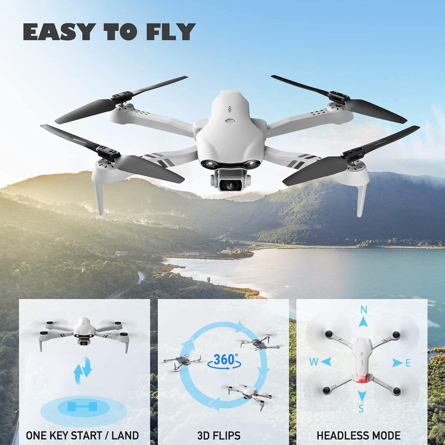 Kamera RC Flugbahnflug mit 3D Flips) HD Einsteiger (1080p, 4DRC Quadrocopter Drohne FPV