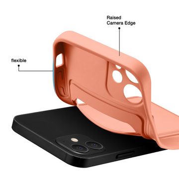 CoolGadget Handyhülle Rosa als 2in1 Schutz Cover Set für das Apple iPhone 12 6,1 Zoll, 2x 9H Glas Display Schutz Folie + 1x TPU Case Hülle für iPhone 12