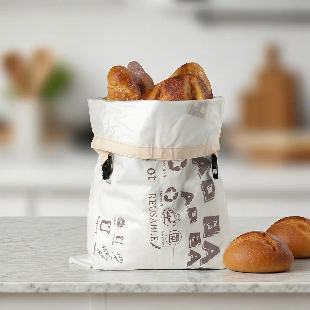 JASLIFE Brottasche Brotbeutel wiederverwendbar mit Clipverschluss, Baumwolle, waschbar, (Einzelstück, 2er Set, 1-tlg., 1-teilig), wiederverwendbar, leicht zu reinigen, praktisch im Alltag