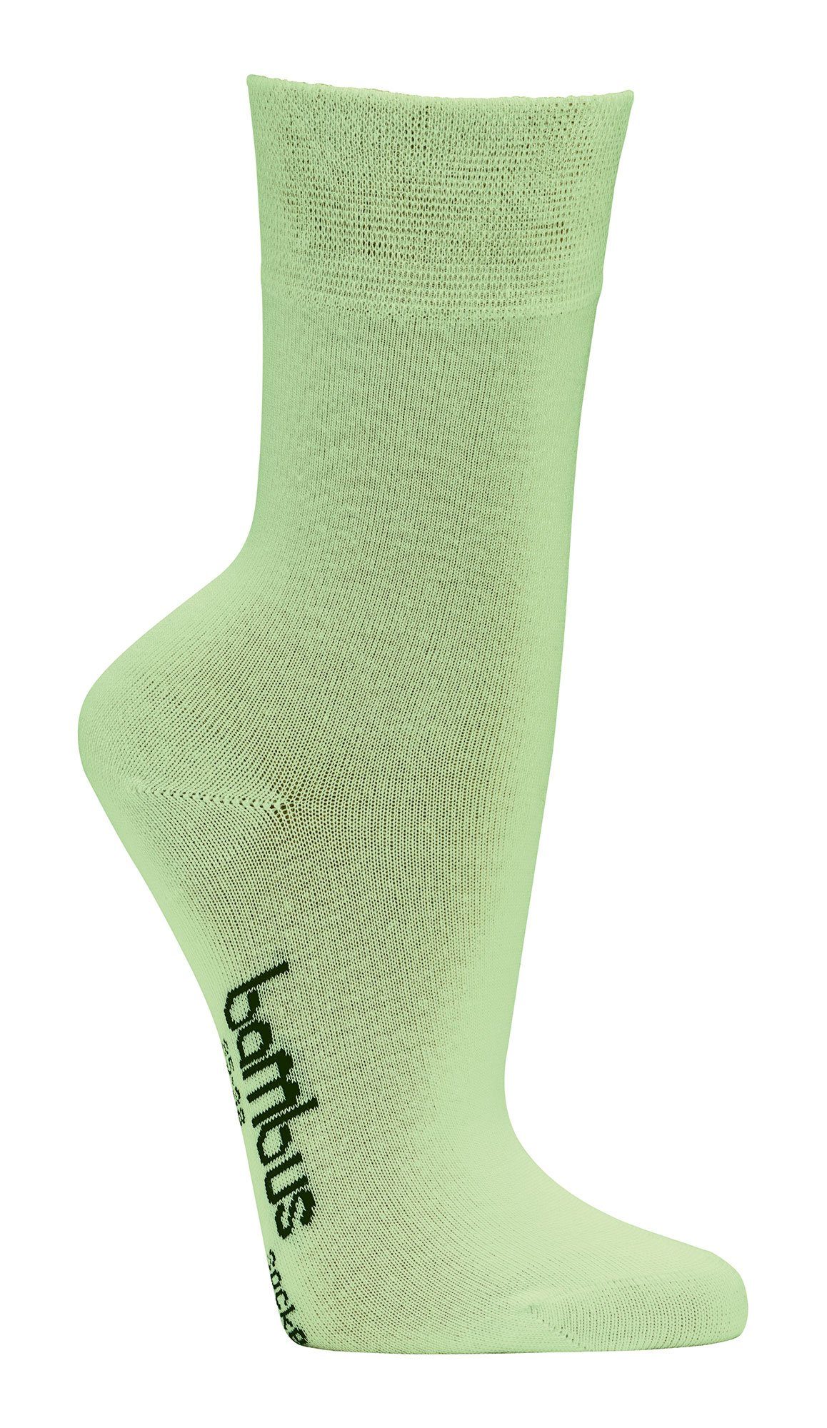 Wowerat Basicsocken Bambus Viskose Sohle Paar) ohne Gummi Schriftzug Socken auf der (6 Bambussocken Softrand pastell