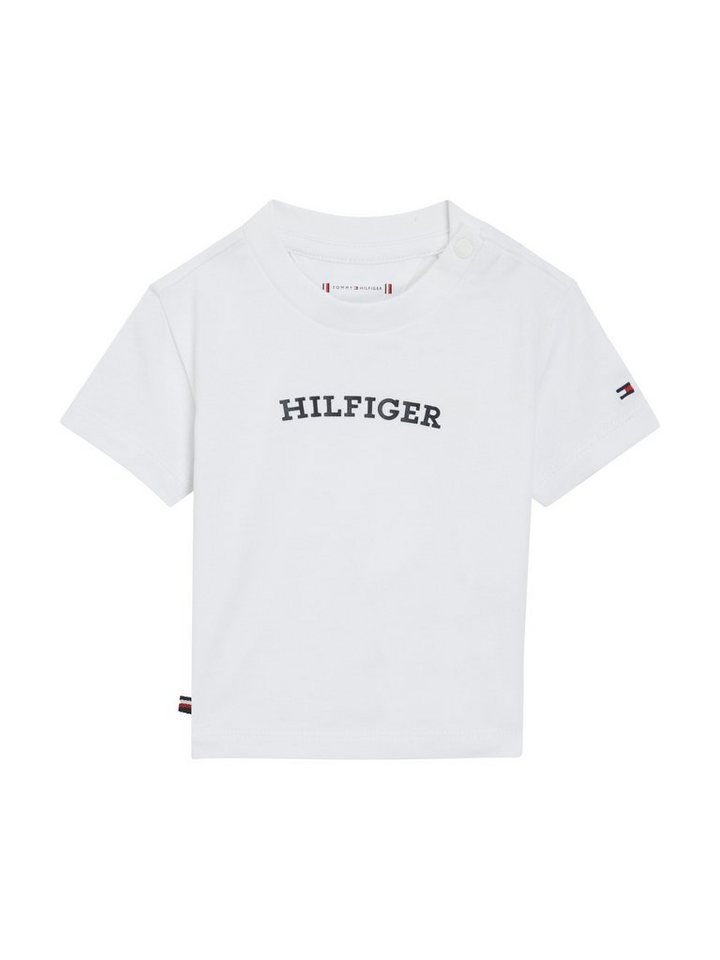 Tommy Hilfiger T-Shirt BABY CURVED MONOTYPE TEE S/S mit großem Hilfiger  Front Print & Logo-Flag
