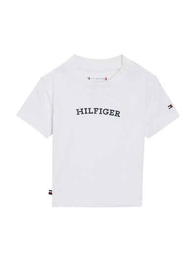 Tommy Hilfiger T-Shirt BABY CURVED MONOTYPE TEE S/S mit großem Hilfiger Front Print & Logo-Flag