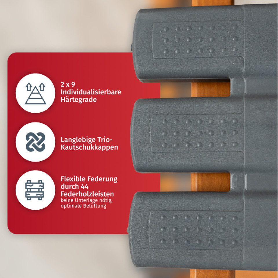Lattenrost Rhodos EL, FMP Matratzenmanufaktur, Kopfteil motorisch verstellbar, Fußteil motorisch verstellbar, elektrisch verstellbarer 7 Zonen Lattenrost mit No – Bild 4 von 5