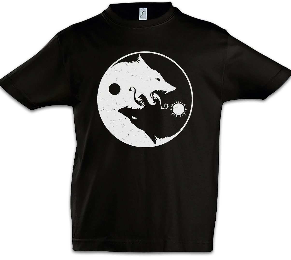 Print-Shirt Geri Freki Yin Yang II Kinder T-Shirt Fenris Walhalla Odhin Wikinger