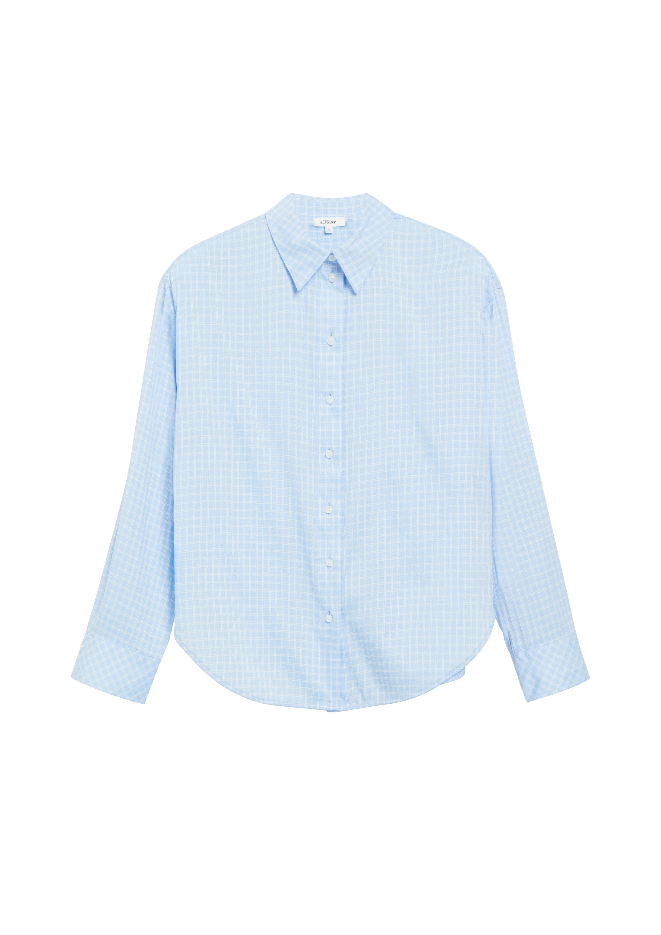 s.Oliver Langarmbluse Bluse Karierte Hemdbluse mit Turn-up
