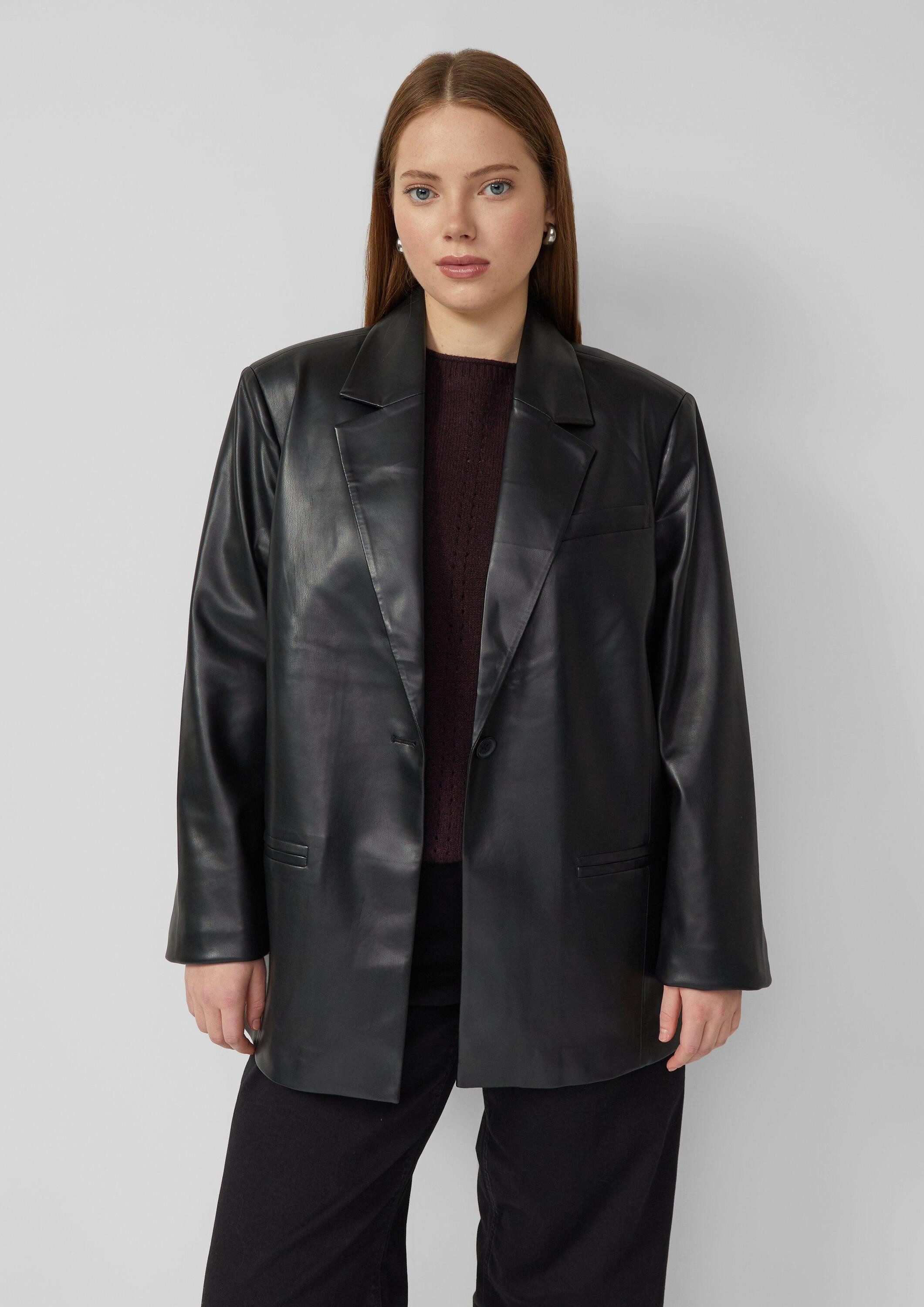 QS Jackenblazer Indoor-Blazer Blazer in Leder-Optik