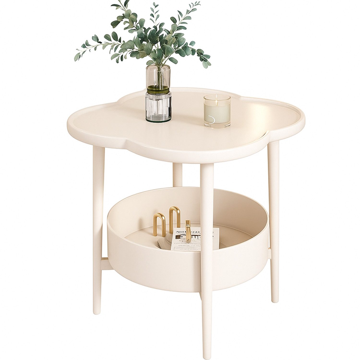 Beistelltisch 2 Ebenen Couchtisch Sofa-Beistelltisch Moderner mit Ablagefläche