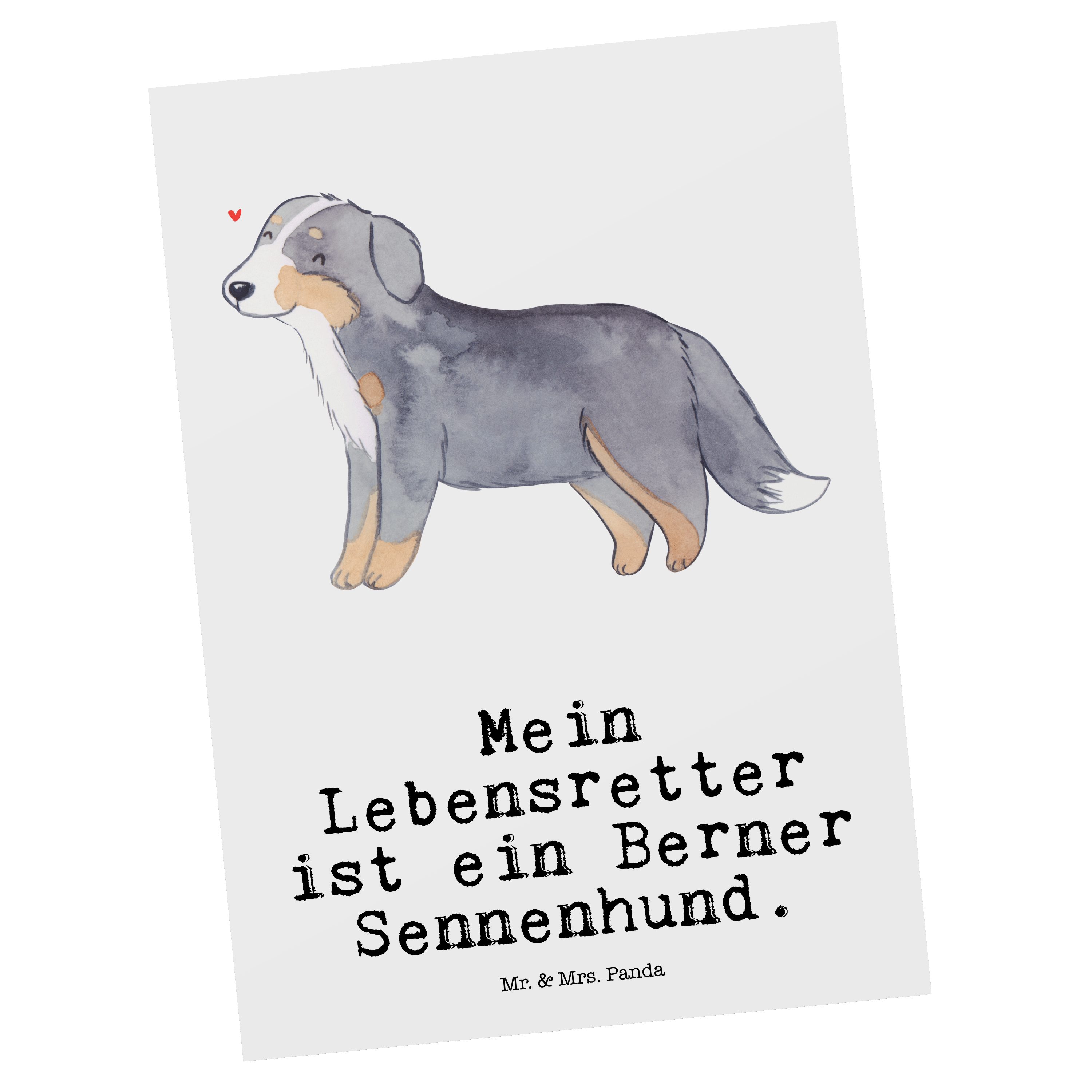 Mr. & Mrs. Panda Postkarte Berner Sennenhund Lebensretter - Weiß - Geschenk, Einladung, Dankeska