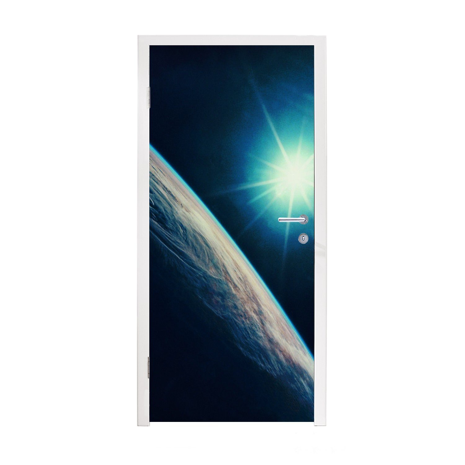 [3 Tage begrenzter Preis] MuchoWow Türtapete Heller Stern über für Fototapete Tür, Erde, cm 75x205 bedruckt, (1 der St), Matt, Türaufkleber