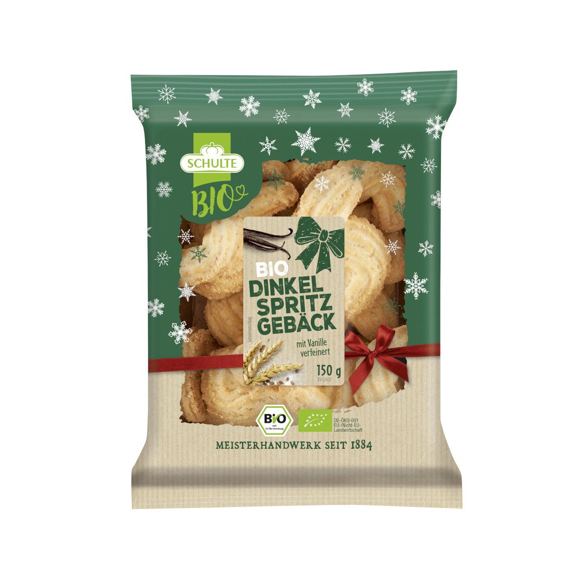 Schulte Kekse, Schulte Bio Dinkel Spritzgebäck in S Form mit Vanillegeschmack 150g