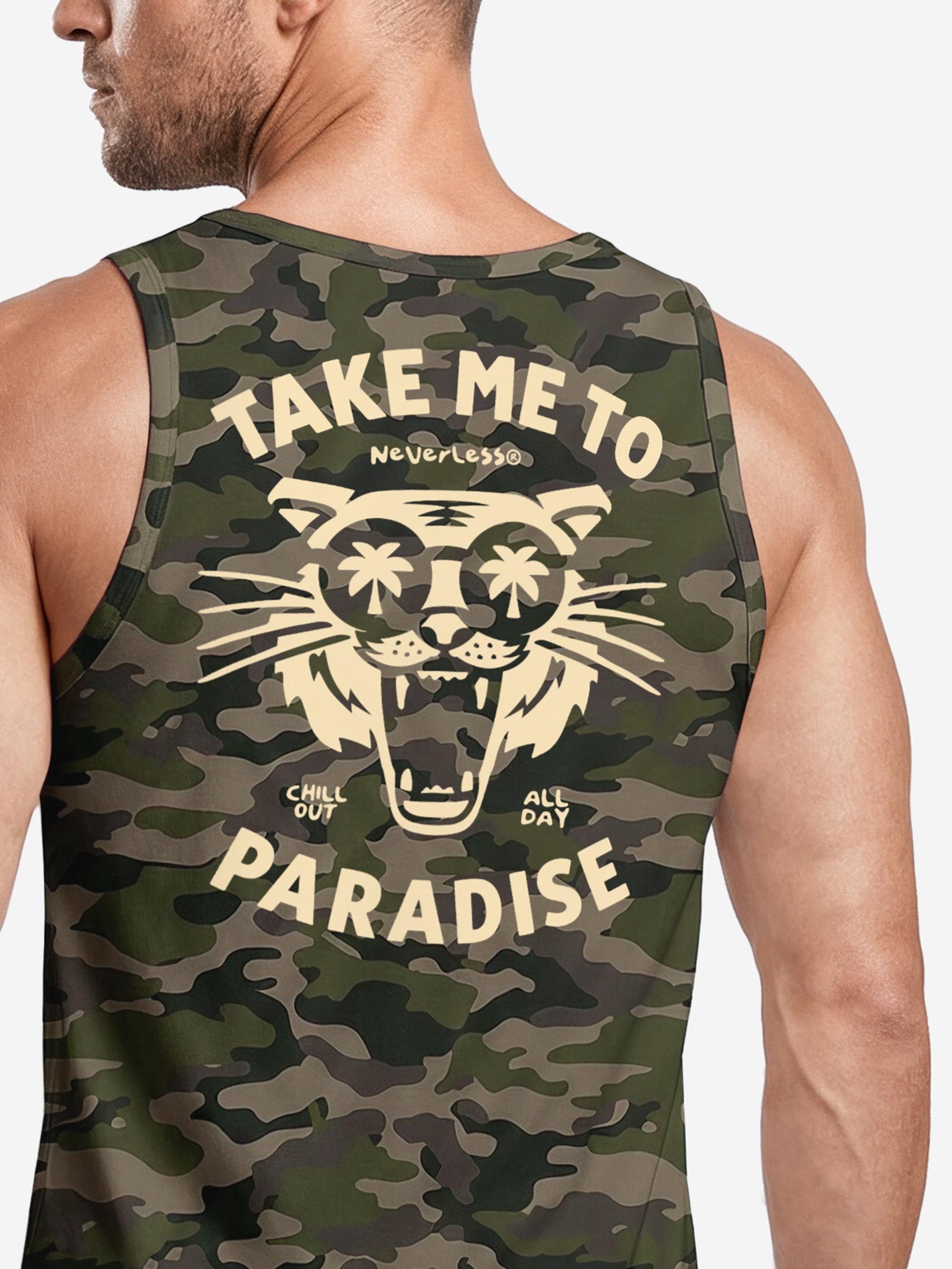 Neverless Tanktop Tanktop Herren mit Grafik-Print - Design Paradise Tiger - Trägershirt mit Print