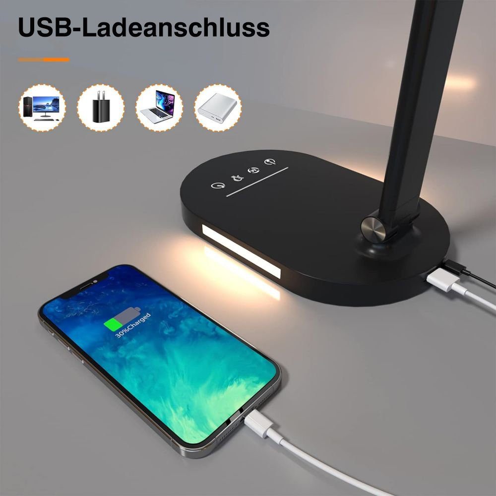 JOYOLEDER LED mit LED Ladestation,Dimmbar Schreibtischlampe, kabellose Tischlampe, Schreibtischlampe Doppelkopf