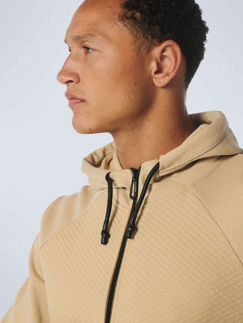NO EXCESS Langarmshirt Sweater Hooded Full Zipper Double Layer Jacquard Stretch