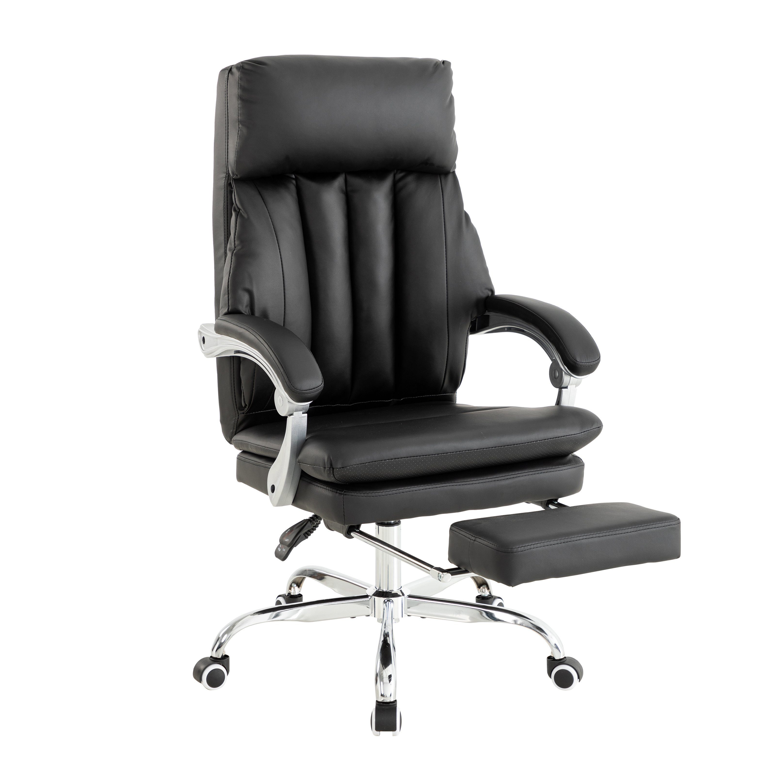 UEV Bürostuhl Ergonomisch mit Fußstütze Homeoffice Stuhl Drehstuhl Schreibtischstuhl (Packung), neigbar bis 150° höhenverstellbar atmungsaktiver Stoff