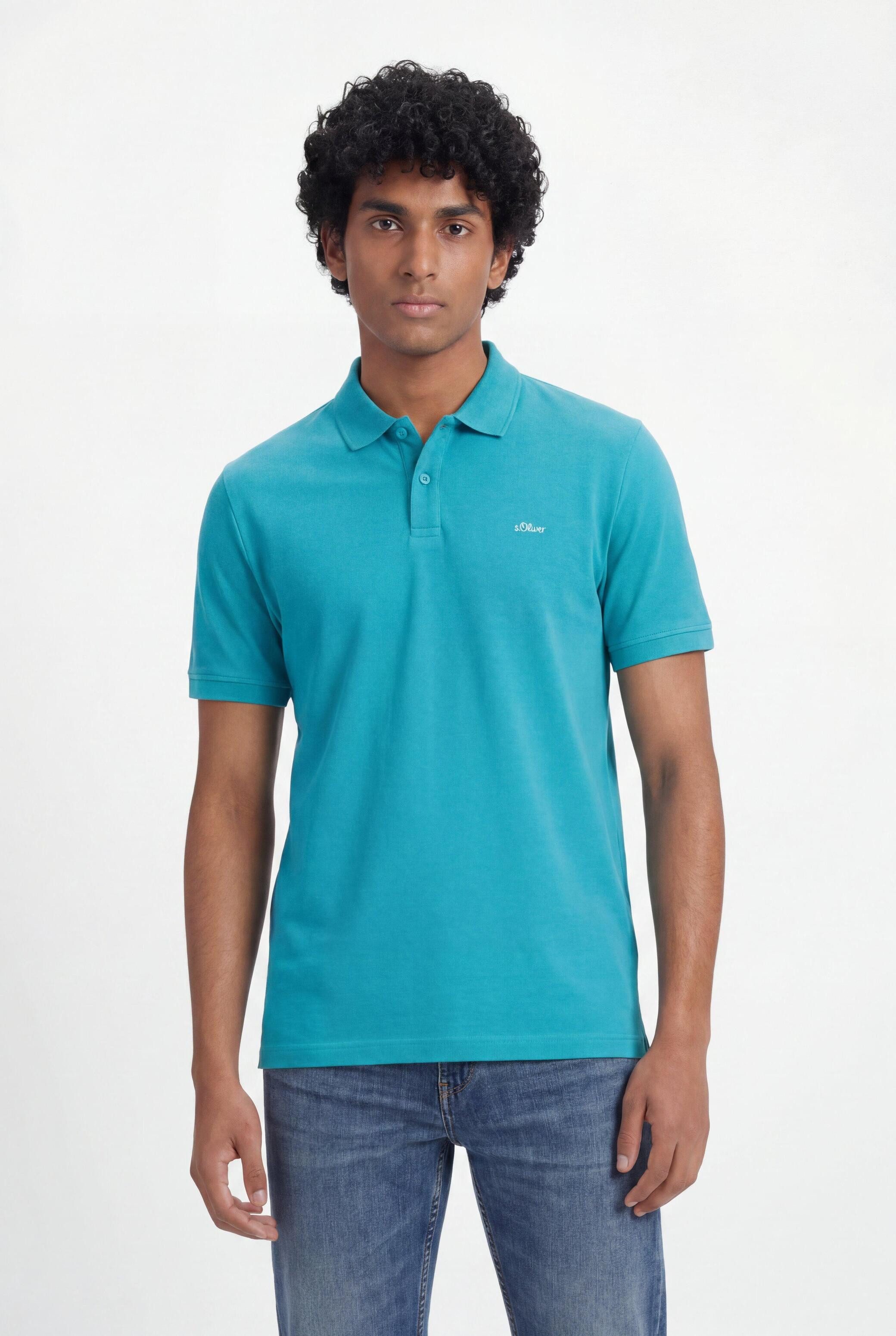 s.Oliver Kurzarmshirt Polo-Shirt Poloshirt aus Baumwollpiqué