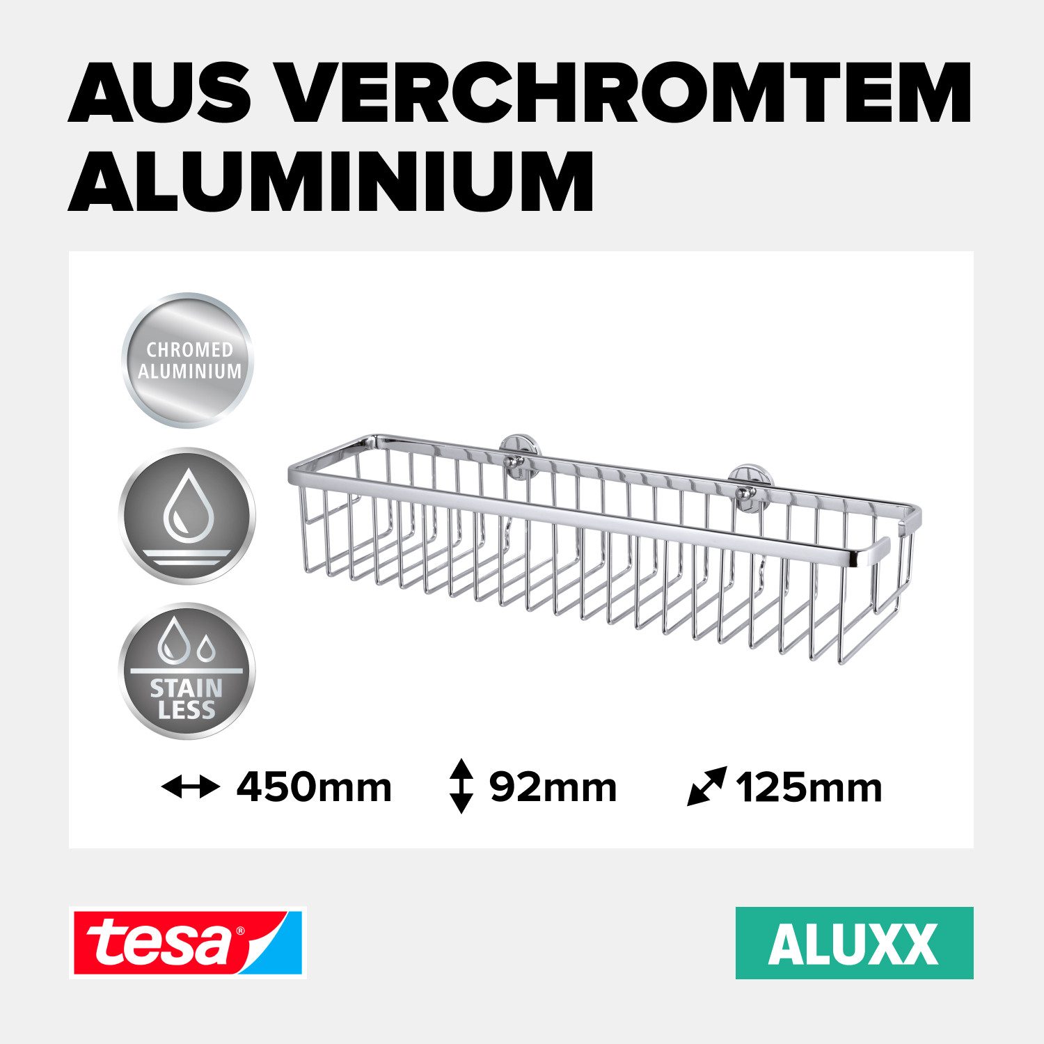 tesa Duschablage ALUXX Duschablagekorb ohne Bohren - 9,2 cm : 45,0 cm : 12, günstig online kaufen