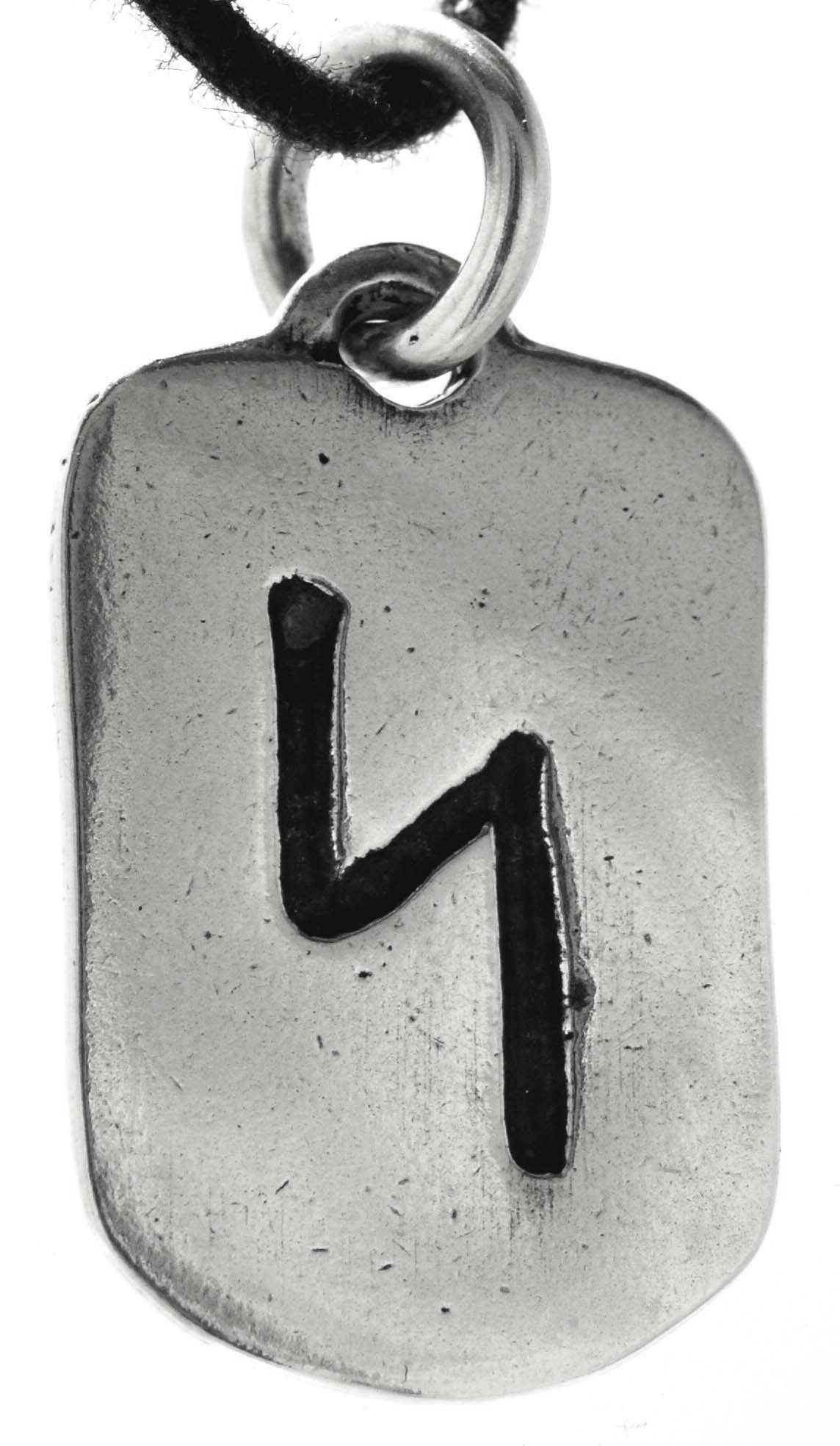 Kettenanhänger Silber of Leather Buchstabe Rune Jera Sterling J 925 Kiss