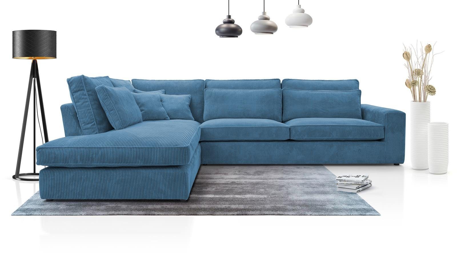 Beautysofa Ecksofa Gepolstertes mit dekorativen Kissen günstig online kaufen