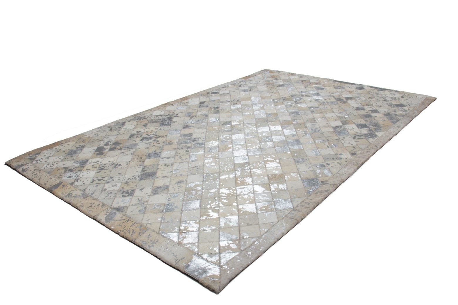 freiraum Teppich Lavish, in Grau / Silber, 100% Leder - 230x160cm (LxB)