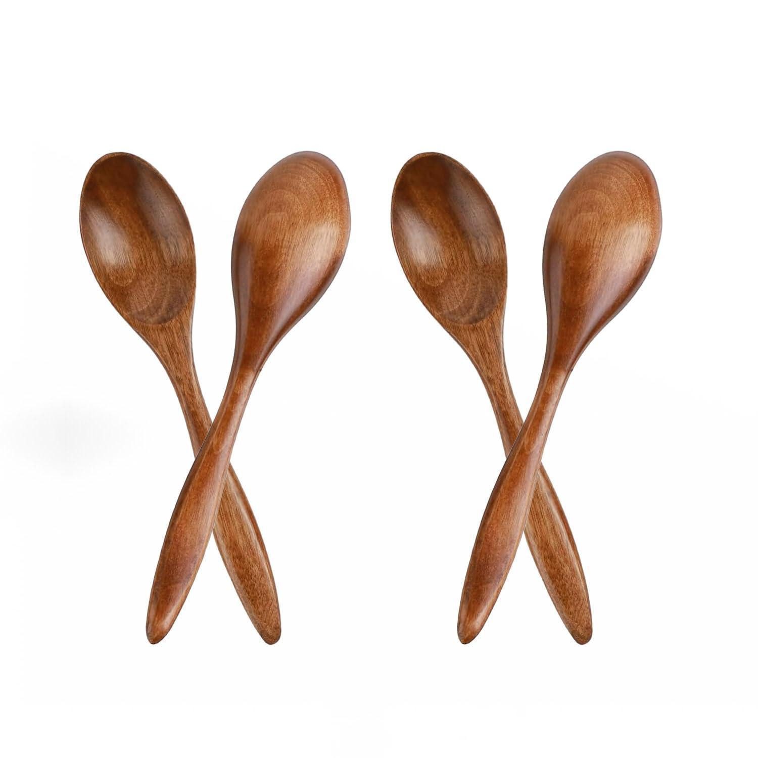 LuxusKollektion Dessertlöffel 4er Set Holzlöffel klein