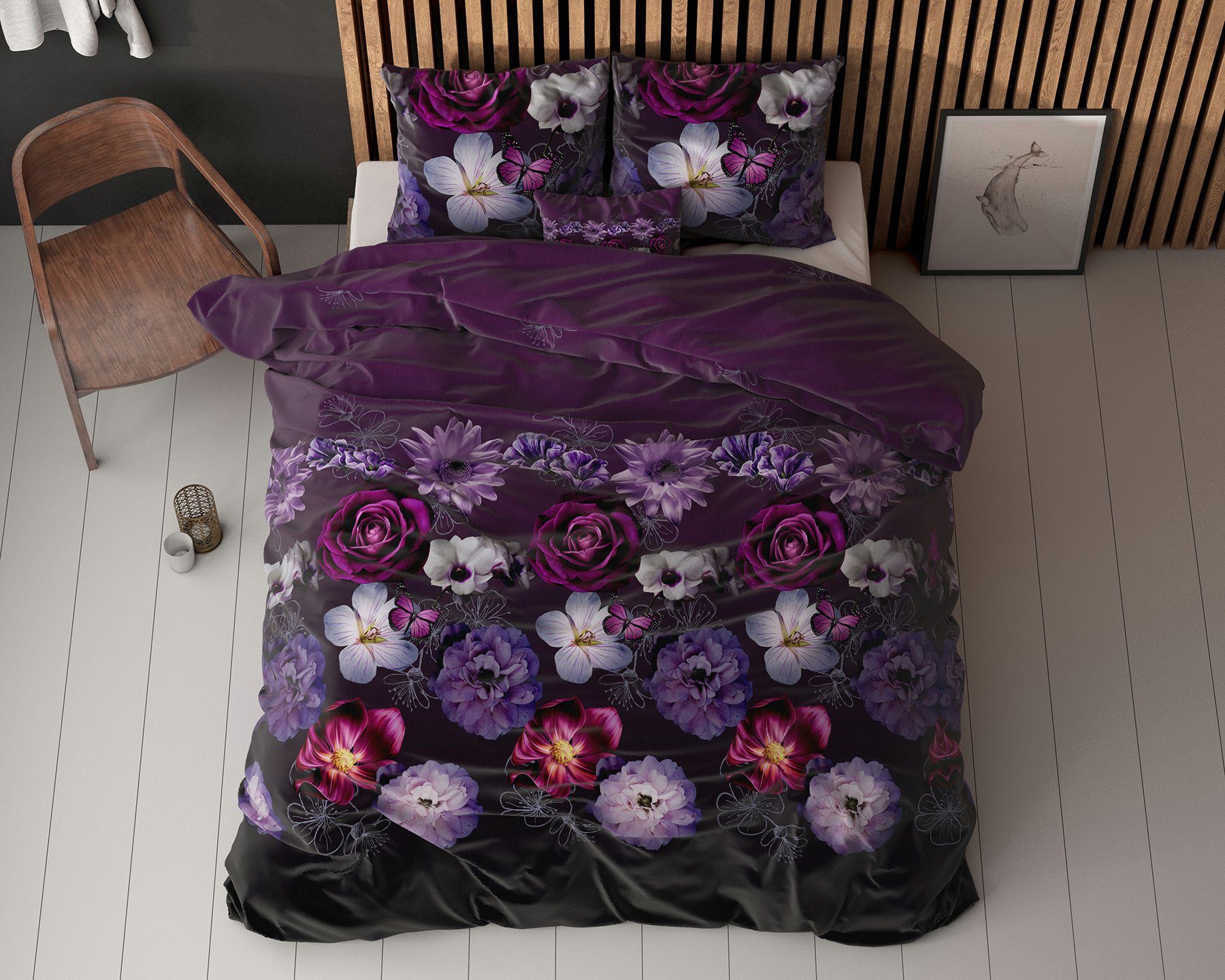 Sitheim-Europe Bettwäsche Elegance Magic Flower Bettwäsche-Set, Baumwolle, 3 teilig, Antiallergisch, knitterarm