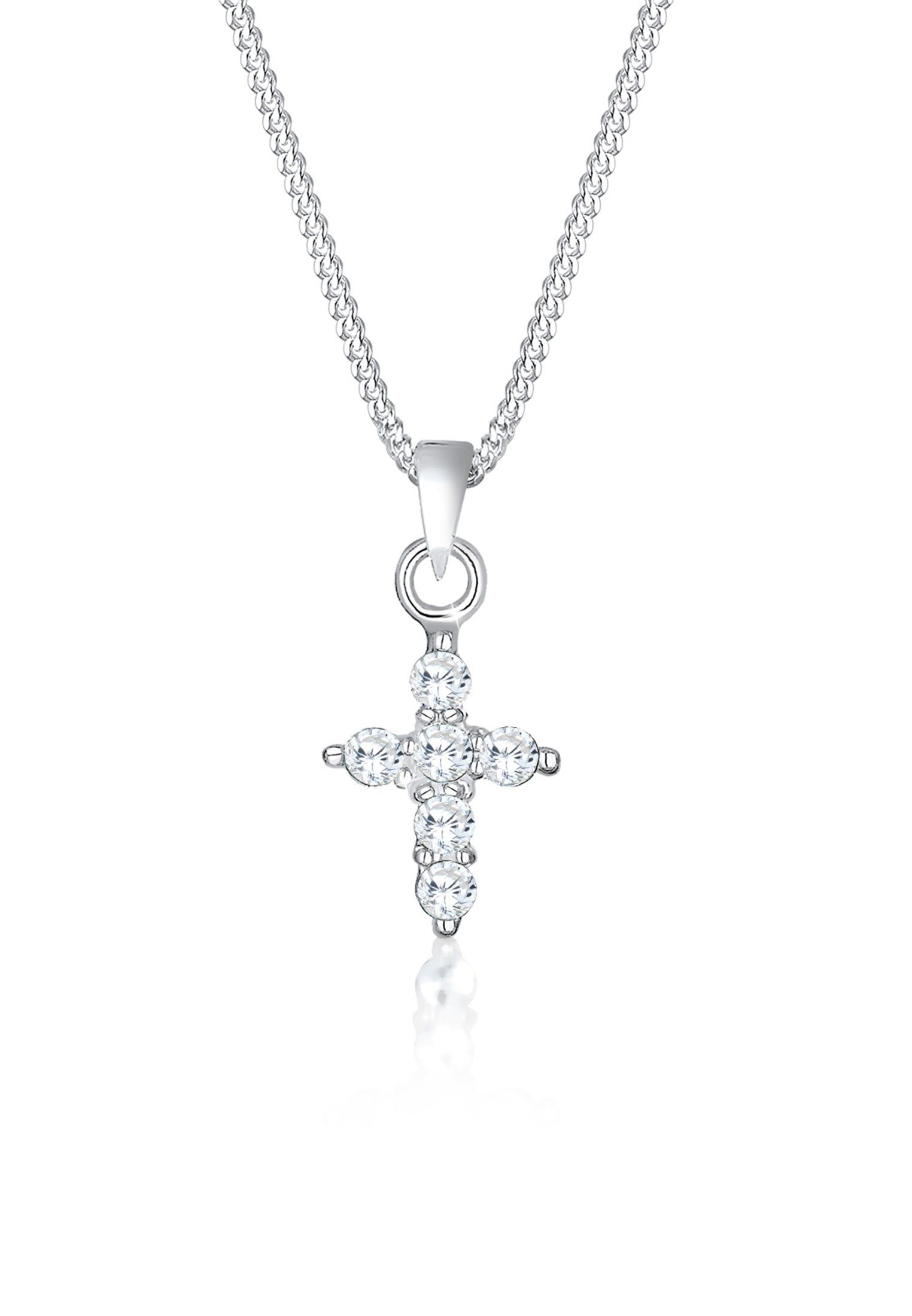 Elli Collierkettchen Kreuz Zirkonia Weiß 925 Sterling Silber