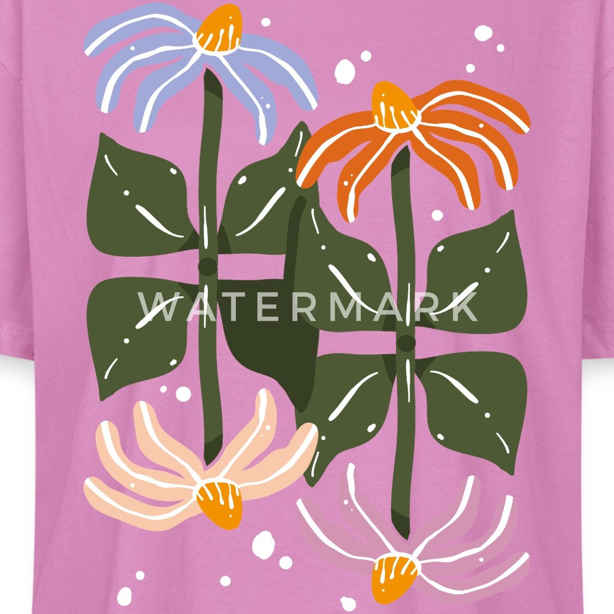 Spreadshirt T-Shirt Bunte Retro Blumen Illustration Im Boho Stil Boxy Shirt Damen (1-tlg)