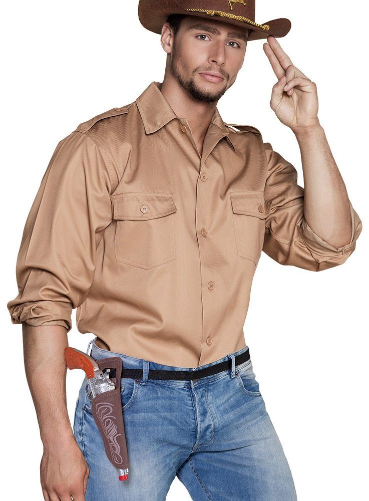 Boland Cowboy-Kostüm Revolver & Holster - Cowboy Fasching Kostüm Zubehö, Spielzeugpistole mit Gürtel und Halfter im Westernlook