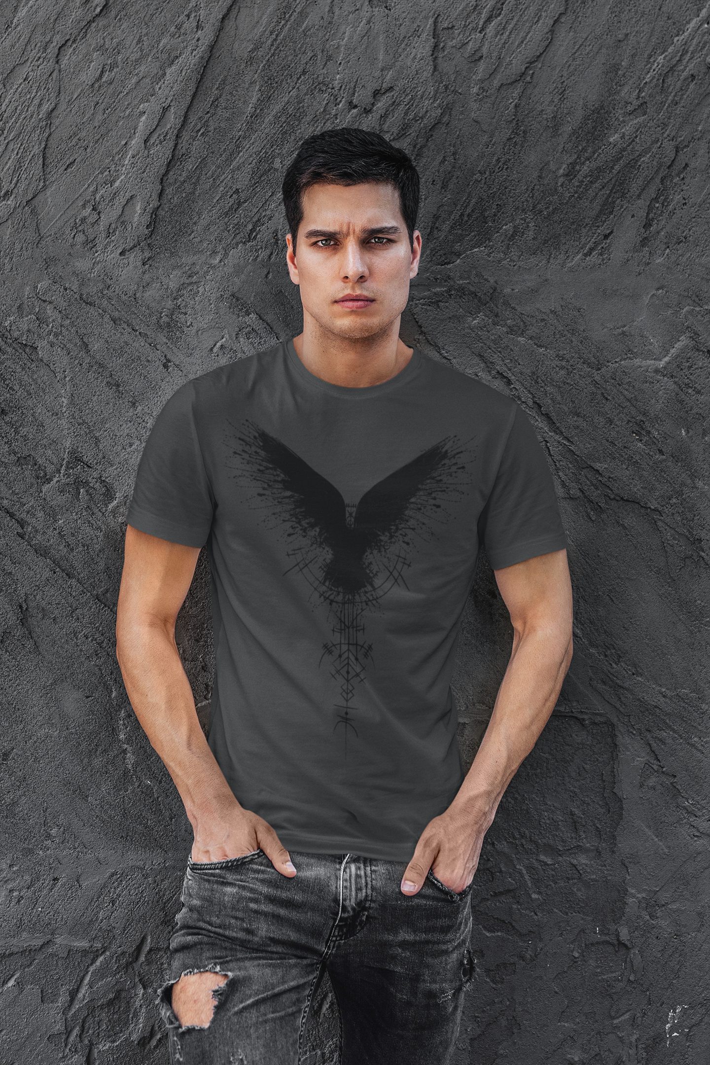 Baddery Print-Shirt Wikinger Tshirt: "Schattenrabe" - günstig online kaufen