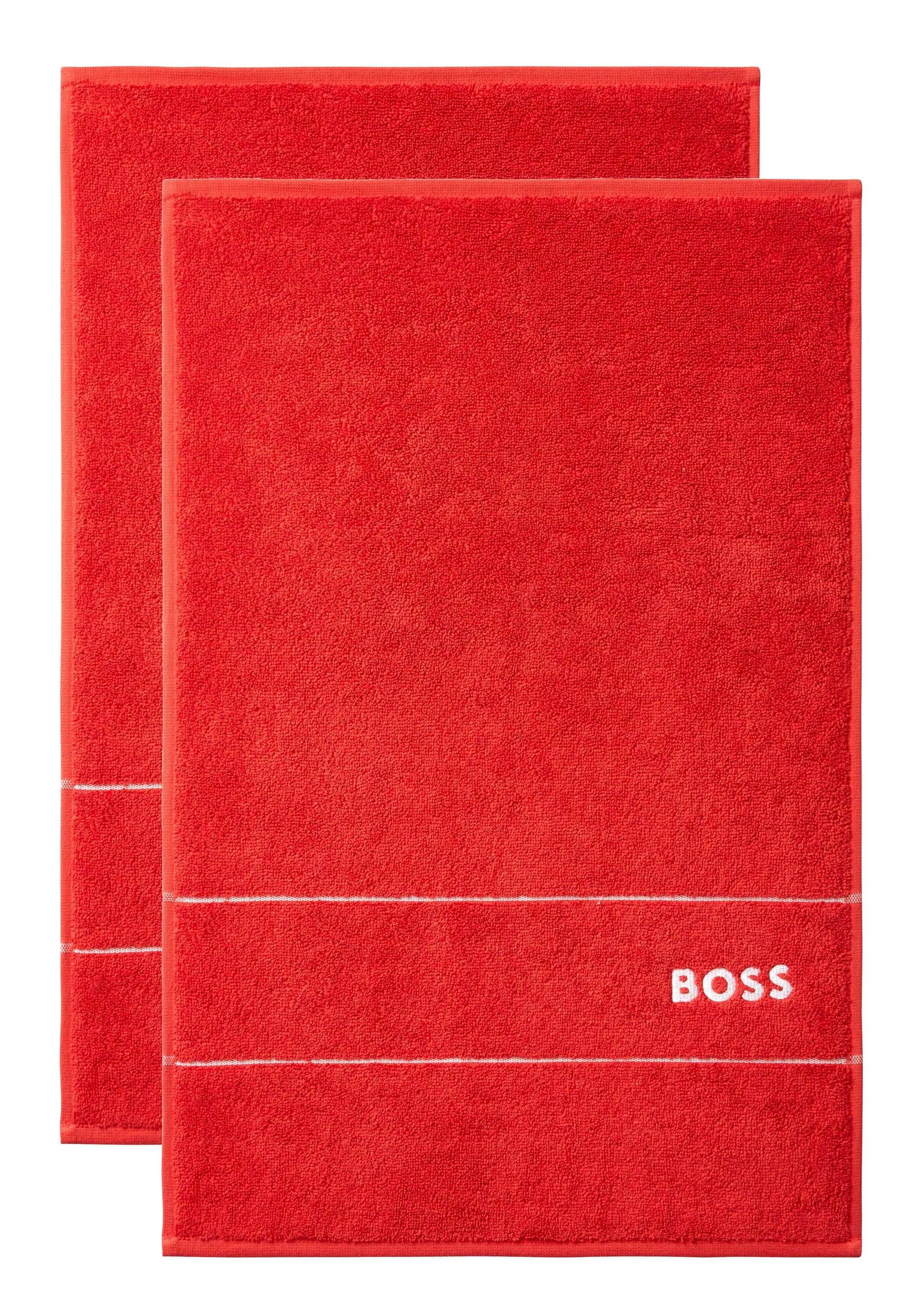 Hugo Boss Home Gästehandtücher PLAIN (2tlg), 100% Baumwolle, mit modernem Design REDN