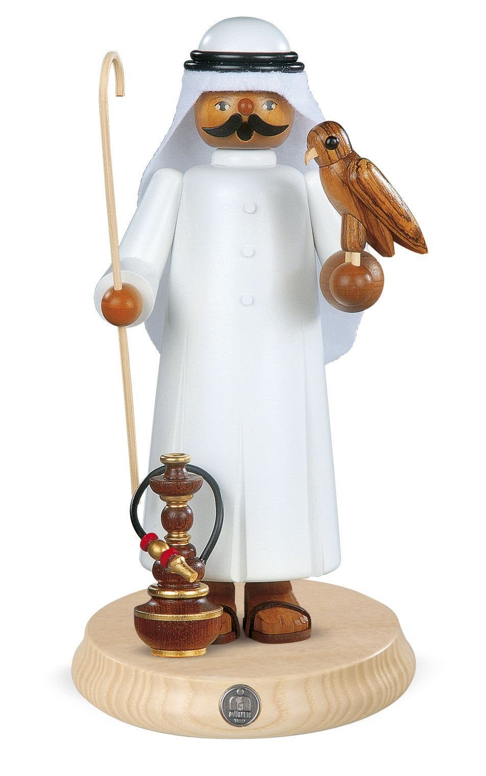Müller Kleinkunst GmbH Seiffen Räuchermännchen Räucherfigur Räuchermann groß Araber mit Falke und Shisha