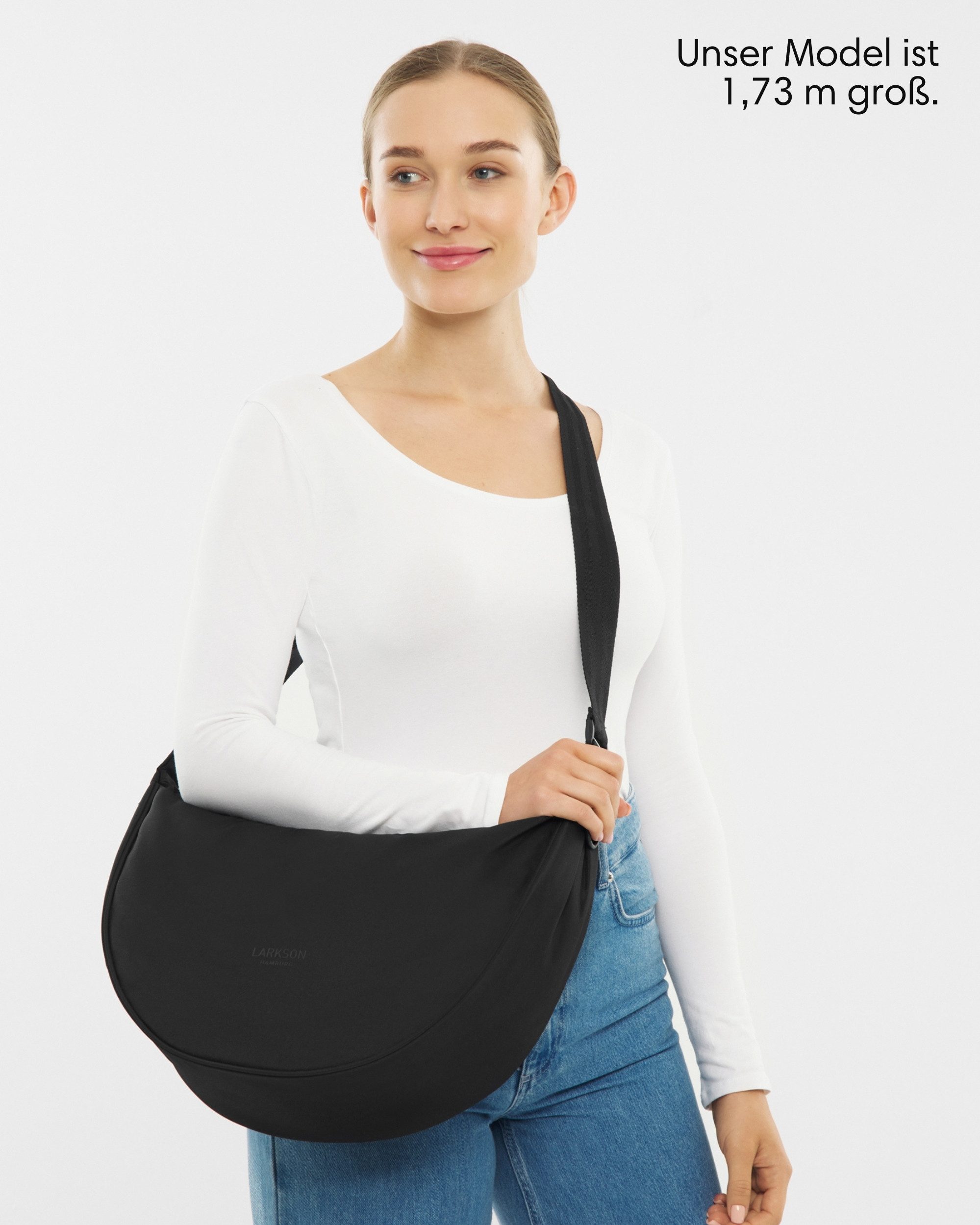 LARKSON Umhängetasche Solveig Large Halbmondtasche für Damen und Herren, Große Crossbody Bag in Halbmond Form