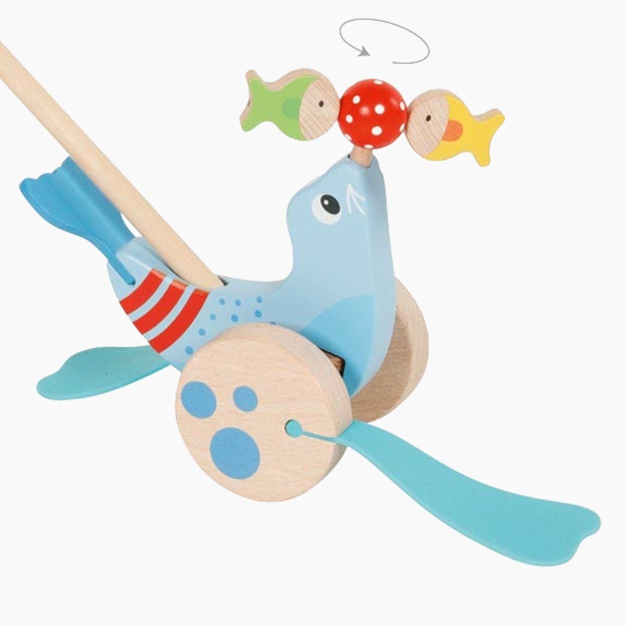goki Schiebestab Schiebetier Robbe, (packung, 2-tlg), Holzspielzeug-Klassiker,ein Begleiter für kleine Entdecker