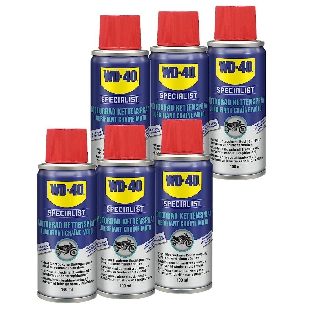 WD-40 Schmierfett Specialist Motorrad Kettenspray 6x100ml, 600 ml, (6-St)