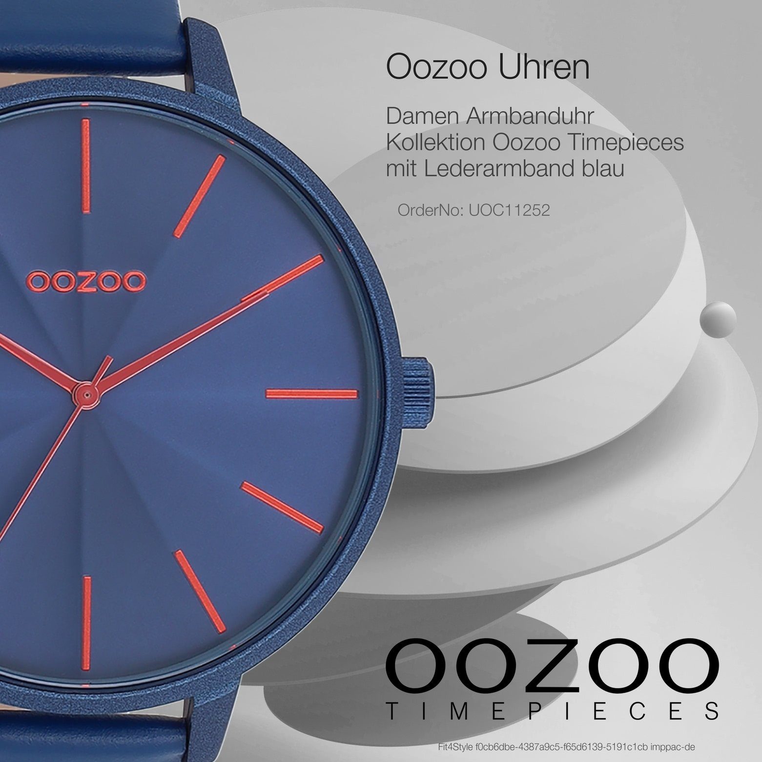 OOZOO Quarzuhr Oozoo Damenuhr (ca. Lederarmband, rund, Timepieces groß Analog, Armbanduhr Fashion-Style 48mm) extra Damen