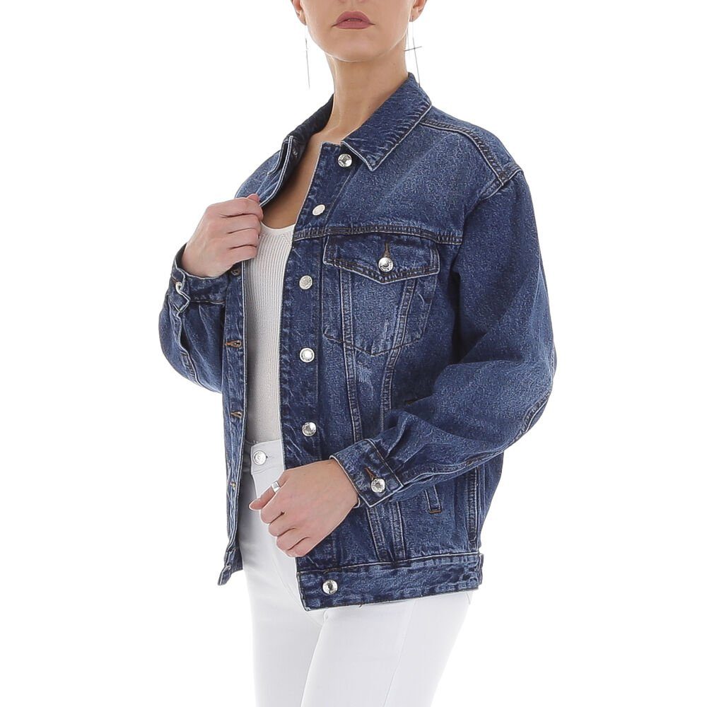 Blau Ital-Design Jeansjacke Used-Look Jeansjacke in Damen Freizeit