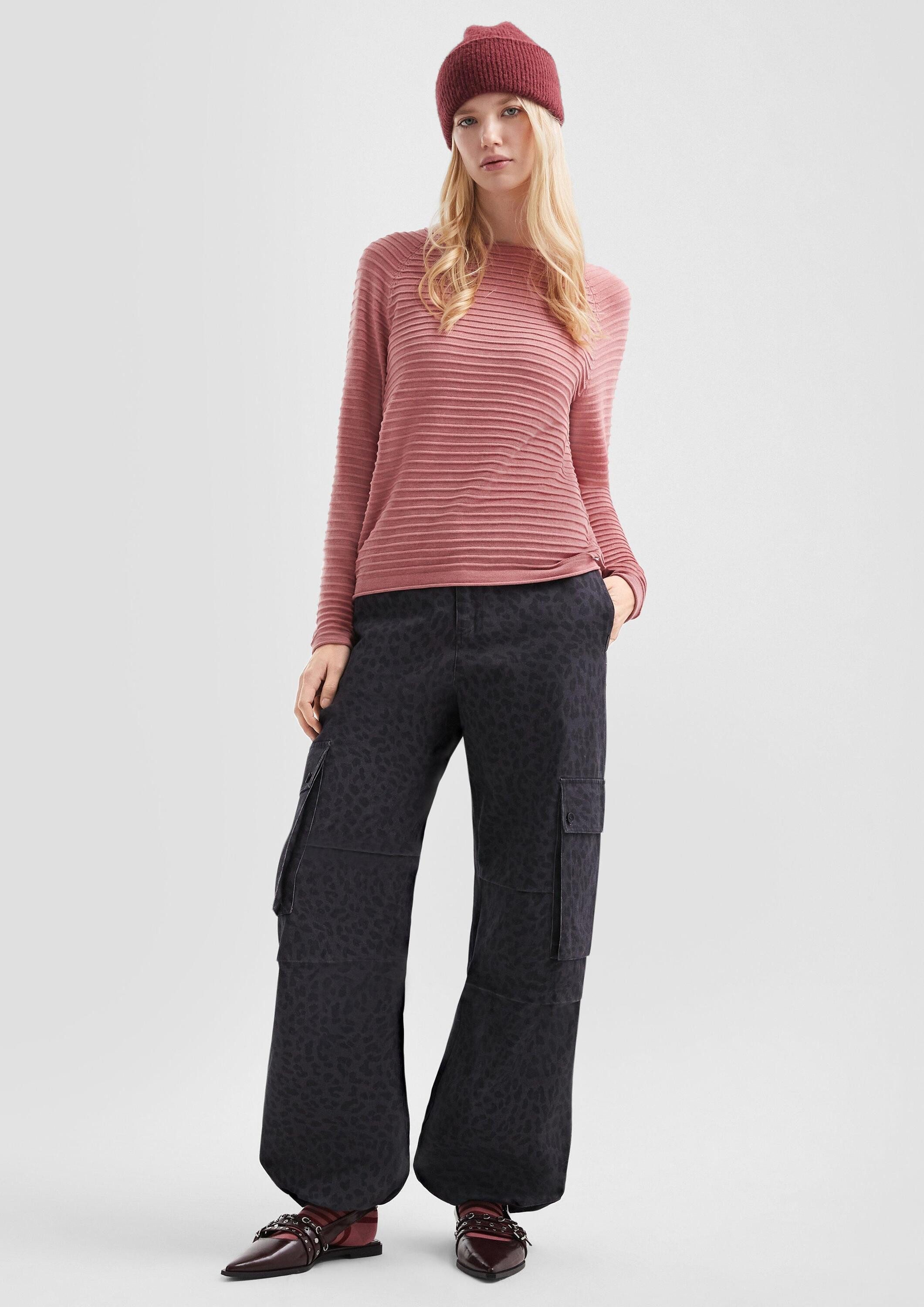 QS Longpullover Strickpullover Pullover mit Strukturmuster aus Viskosemix