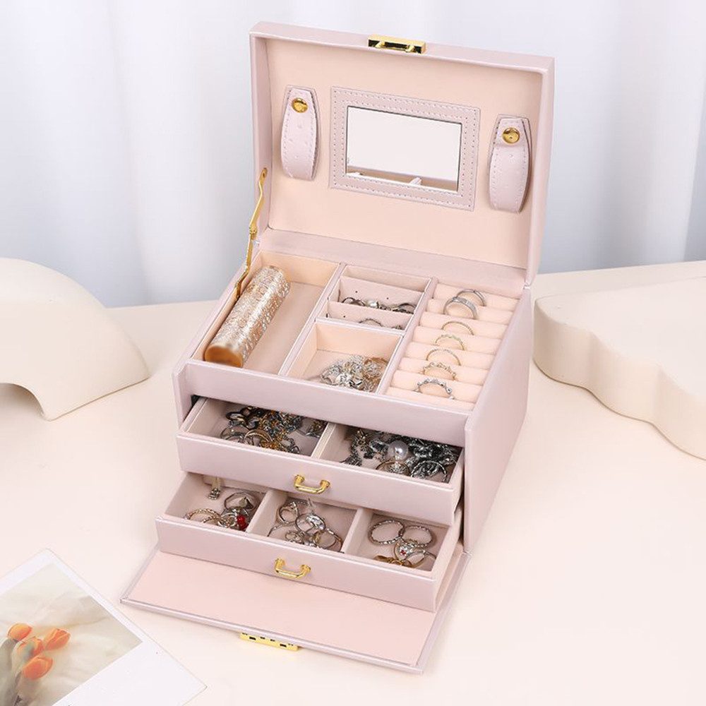 FOUORTUNATE-BEE Schmuckkasten Schmuckkasten mit Schloss, Leder-Schmuckbox günstig online kaufen