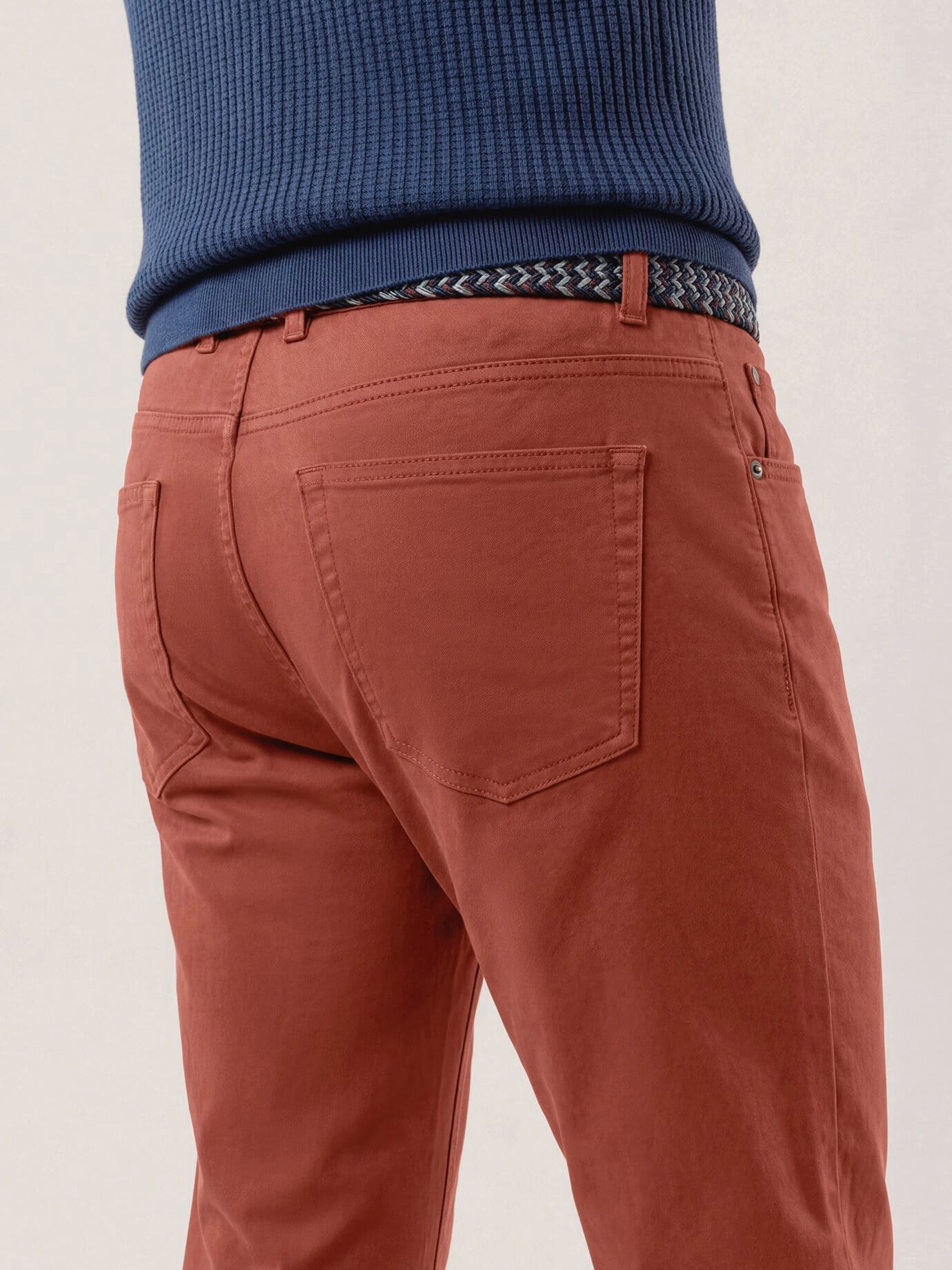 Walbusch 5-Pocket-Hose Herren Extraglatt-Stretchbund Five Pocket Hose bügelfrei Regular Fit Baumwollhose mit dehnbarem Comfort-Bund (bis 6 cm), inkl. Flechtgürtel