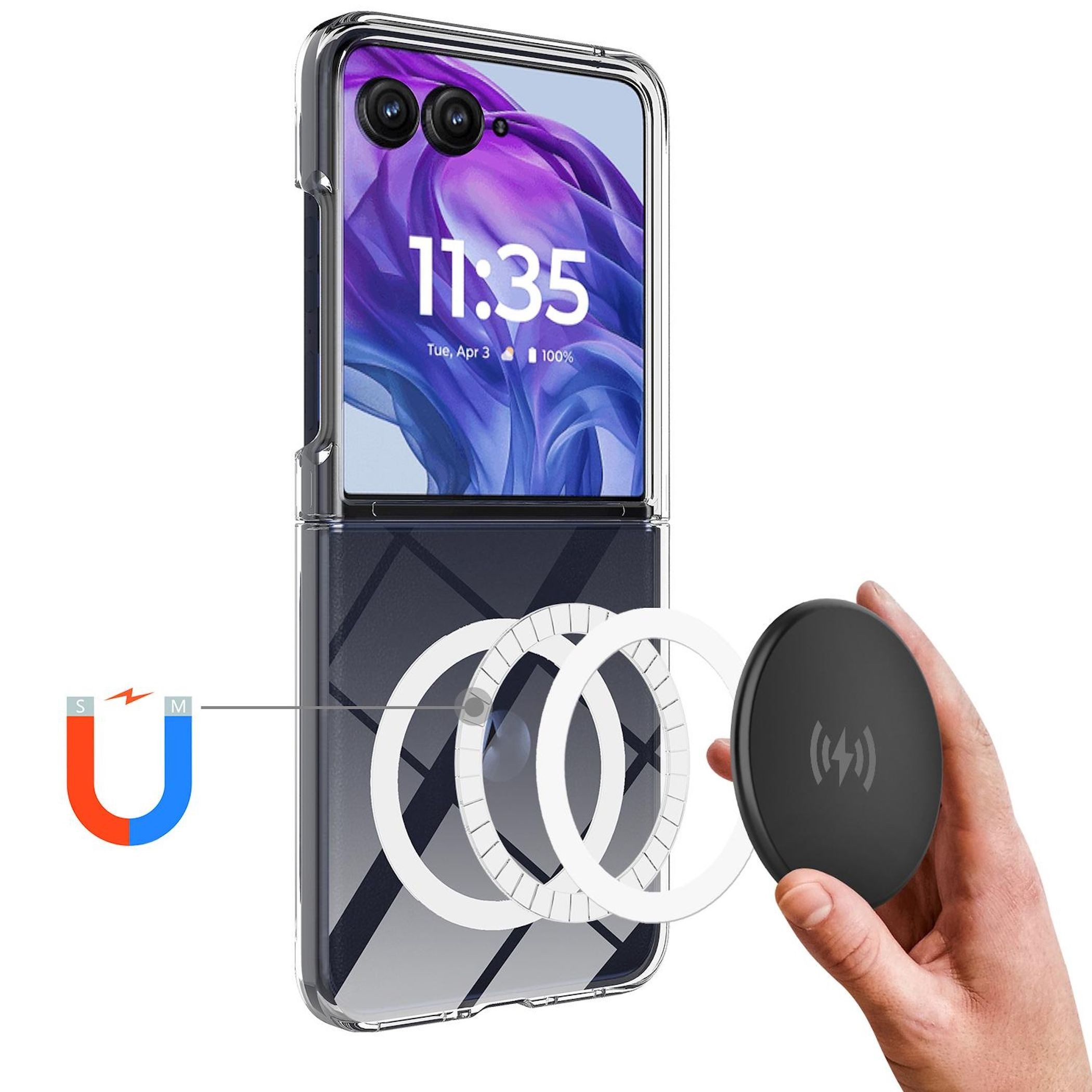 Wigento Handyhülle Für Motorola Razr 60 Ultra / Razr Ultra 2025 MagSafe Hülle Transparent, MagSafe kompatibel