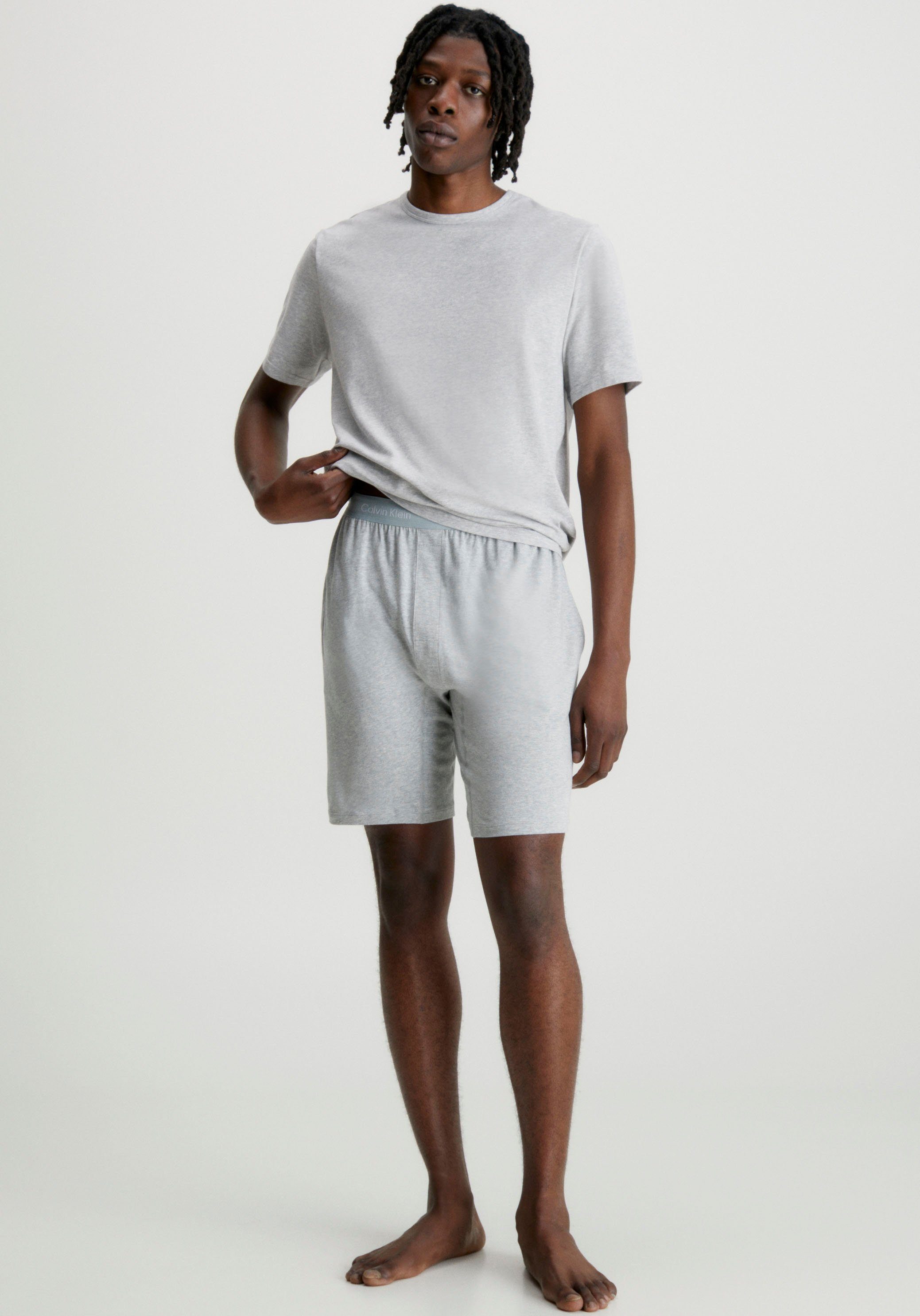 tlg) Calvin GREY-HEATHER dem Logoschriftzügen 2 S/S SHORT auf Klein mit (Set, SET Pyjama Underwear Bund