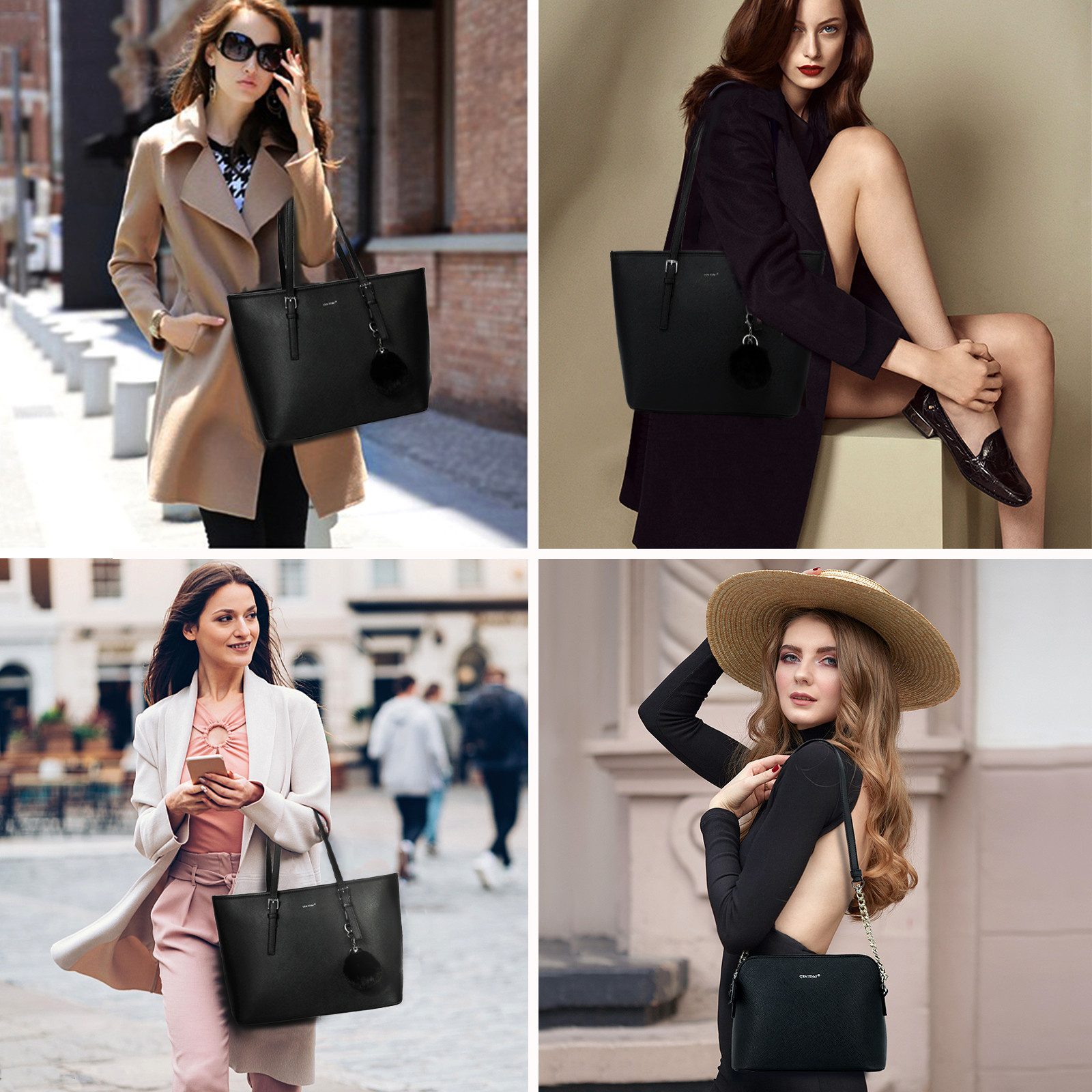 TAN.TOMI Shopper 3-Tlg Handtasche Damen Schultertasche Handtaschen Tragetasche Set (3-tlg), Groß Damen Handtasche, ​Geschenke für Frauen in schlichter Optik