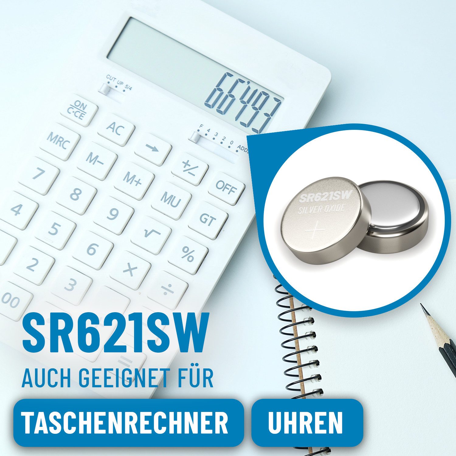 ABSINA SR621SW Uhrenbatterie 1,55V Silberoxid 10er Pack - Knopfzelle LR621 Knopfzelle, (1 St)