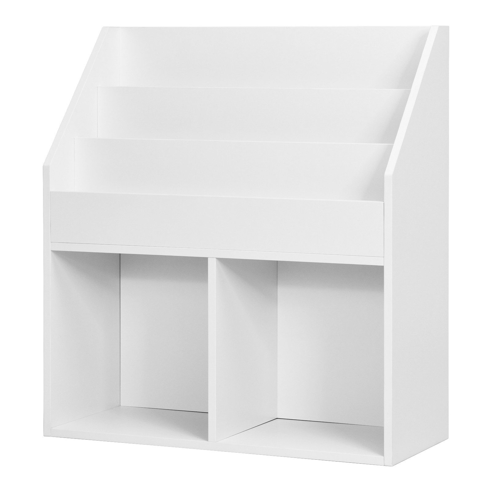 COSTWAY Bücherregal, Kinder, mit Fächern & 2 Ablagen, Holz, 70x30x80cm, weiß