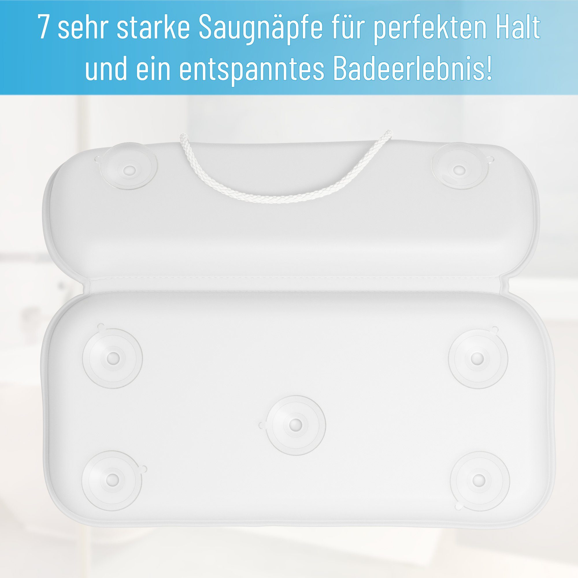 Sanilo Badewannenkissen VIP Lounge, hochwertig, bequem, rutschfest durch 7 starke Saugnäpfe