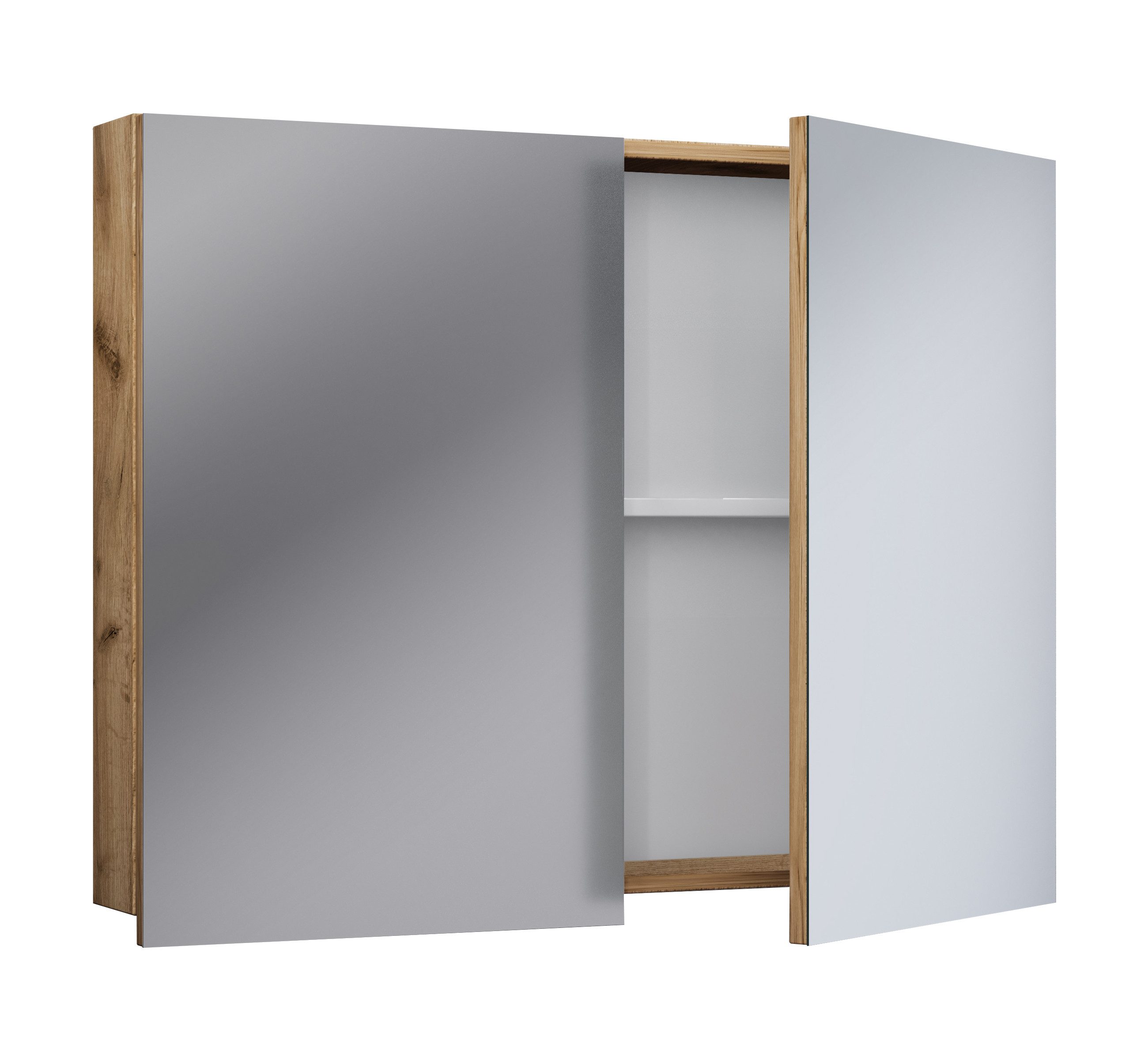 VCM Spiegelschrank Hängeschrank Badezimmer Badinos H. 60 x B. 80 x T. Badschrank zeitlos, Zwei Drehtüren, Wandspiegel